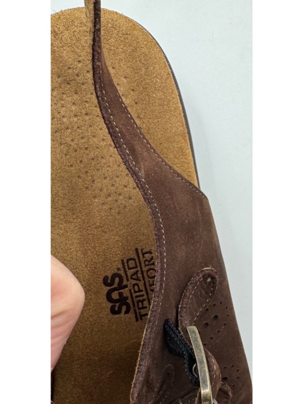 SAS Brown Leather Comfort Adjustable Strappy Sandals Womens Size 8.5 Walking - Picture 11 of 13